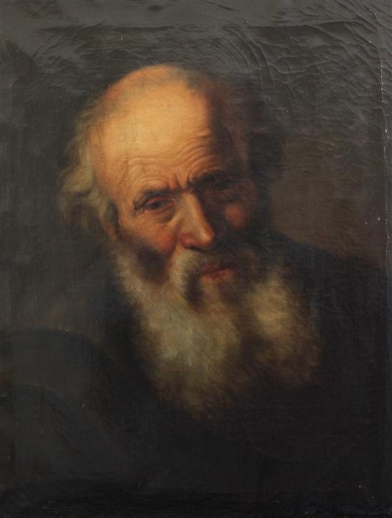 19th century French School Portrait of a bearded man, 24 x 20in.